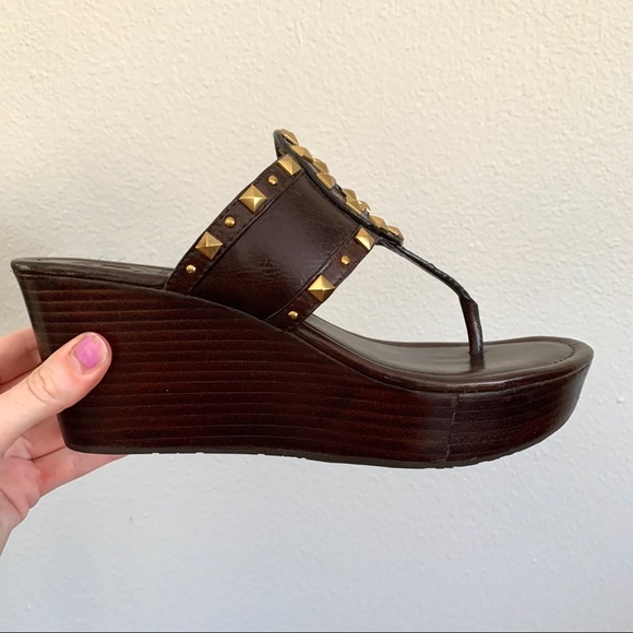Tory Burch Brown Studded Marissa Wedges - Picture 3 of 8